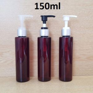 Chai nhựa 150ml vai ngang nắp nhấn, chai PET vòi dài