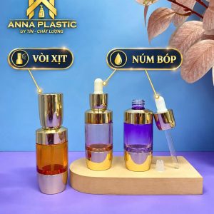 Chai đựng serum 30ml màu tím sang trọng, lọ chiết tinh dầu nắp xịt và nắp bóp - Ảnh 9