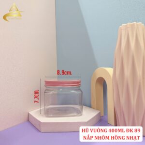 HŨ PET VUÔNG 400ML ĐƯỜNG KÍNH 89MM NẮP NHÔM/ NẮP NHỰA/ NẮP VÂN GỖ - Ảnh 3