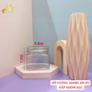 HŨ PET VUÔNG 400ML ĐƯỜNG KÍNH 89MM NẮP NHÔM/ NẮP NHỰA/ NẮP VÂN GỖ - Ảnh 5