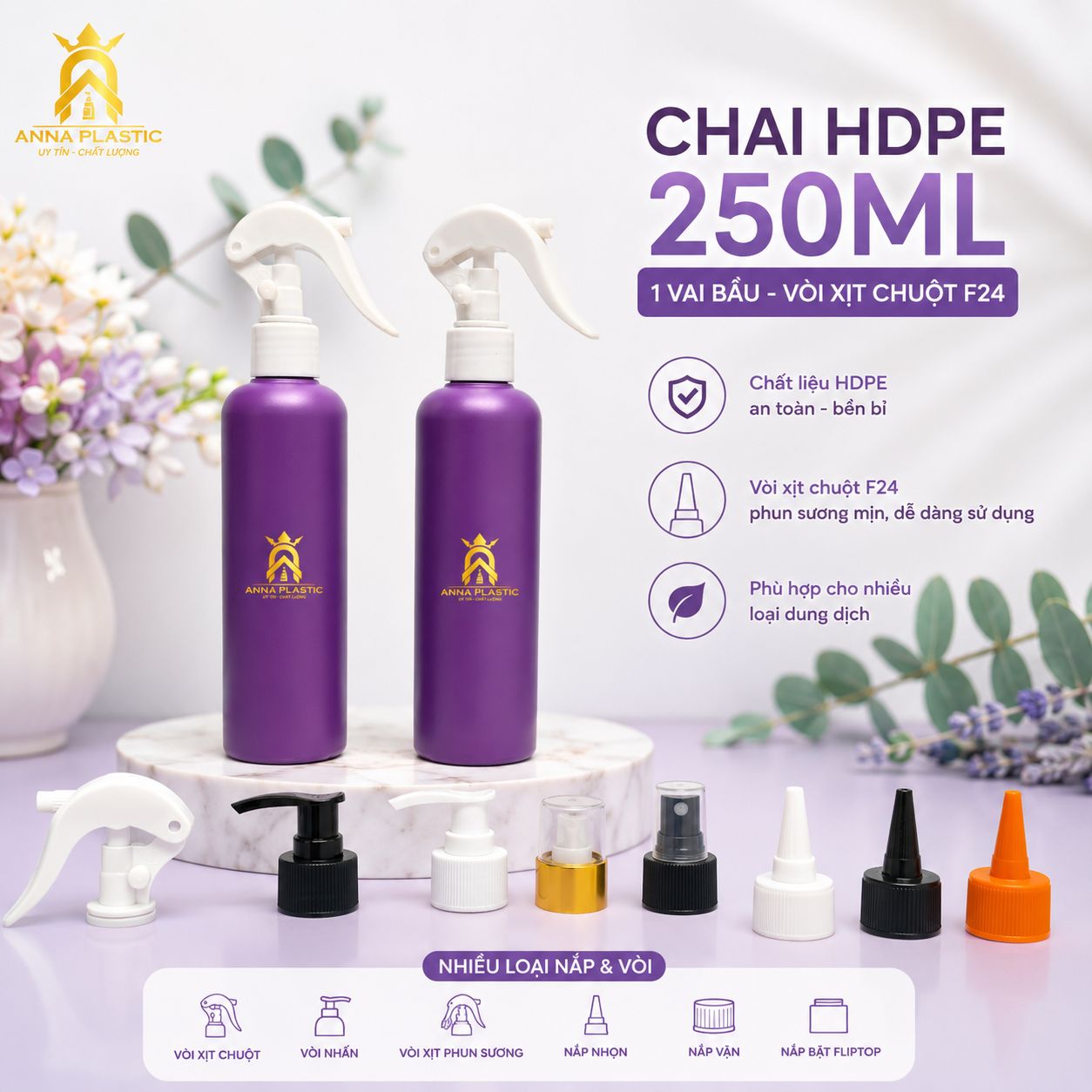 CHAI HDPE 250ML-1 VAI BẦU F24