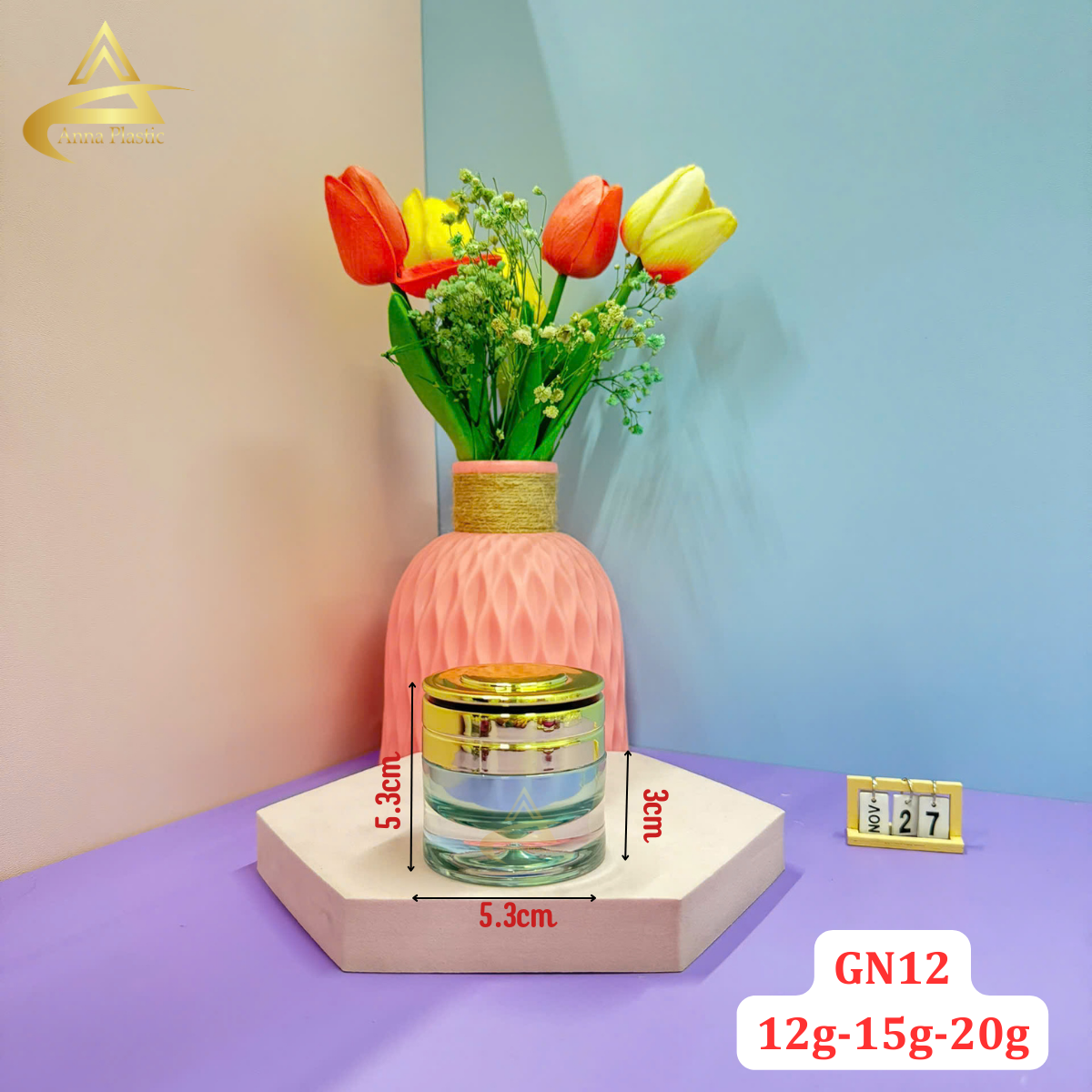 Hũ đựng kem dưỡng cao cấp GN10 - GN12 - GN30 chiết kem face - Ảnh 7