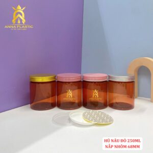 HŨ PET TRÒN NÂU ĐỎ 250ML ĐƯỜNG KÍNH 68MM NẮP NHỰA/ NẮP NHÔM/ NẮP VÂN GỖ - Ảnh 9