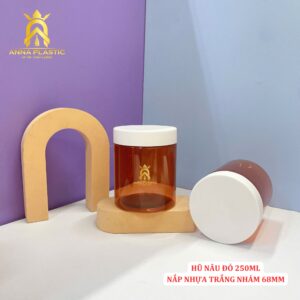 HŨ PET TRÒN NÂU ĐỎ 250ML ĐƯỜNG KÍNH 68MM NẮP NHỰA/ NẮP NHÔM/ NẮP VÂN GỖ - Ảnh 7