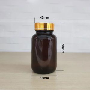 Lọ thuốc thủy tinh 130g màu nâu hổ phách, hũ thủy tinh đựng thuốc