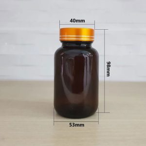 Lọ thuốc thủy tinh 130g màu nâu hổ phách, hũ thủy tinh đựng thuốc