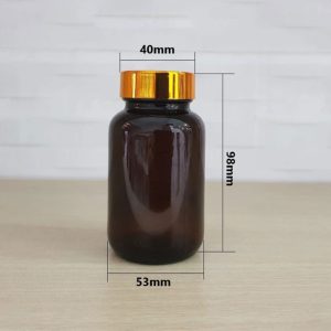 Lọ thuốc thủy tinh 130g màu nâu hổ phách, hũ thủy tinh đựng thuốc