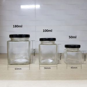 Hũ thủy tinh vuông nắp thiếc nhiều dung tích