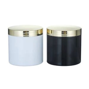 Hũ K300 viền vàng/bạc, hũ nhựa đựng kem body 300g