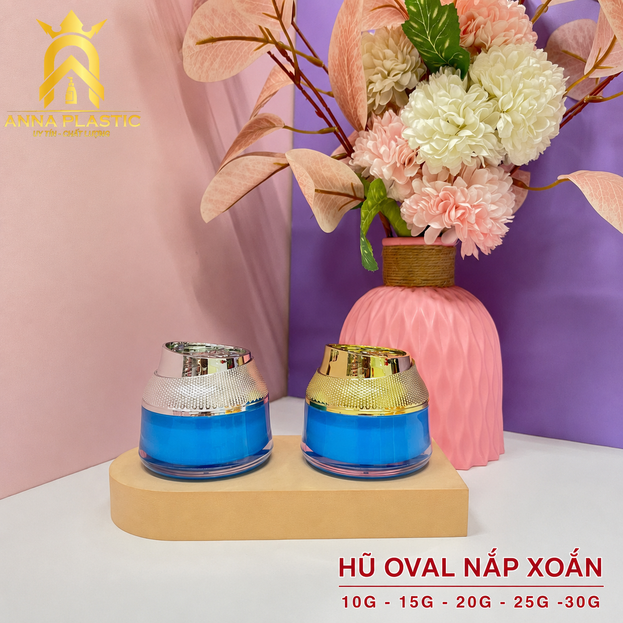 HŨ OVAL NẮP XOẮN 10G - 15G - 20G - 25G - 30G